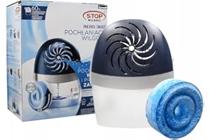 MAJEN Ceresit Purepower Aero 360° Moisture Absorber, 1 Device Including 1 Refill Tab (450 g), Refillable Room Dehumidifier, Navy Blue, Helps Condensation, Mould and Moderate Odour