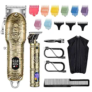 Roziapro Hair Clippers for Men T-Blade Trimmer Professional Barber Clippers - Cordless Hair Cutting Beard Trimmer Mens Electric Hair Trimmer Rechargeable Gold?Knight Grooming Kit ?Gold?