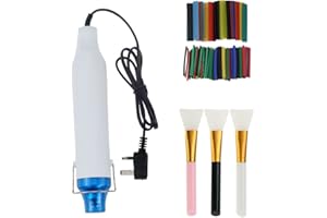 Stickerboy Mini Heat Gun Handheld Portable Hot Air Gun Embossing Heat Tool with Silicone Brushes Heat Shrink Tube for Shrink Wrapping Paint Drying Clay Rubber Stamp DIY Crafts - 300W 220V UK Plug