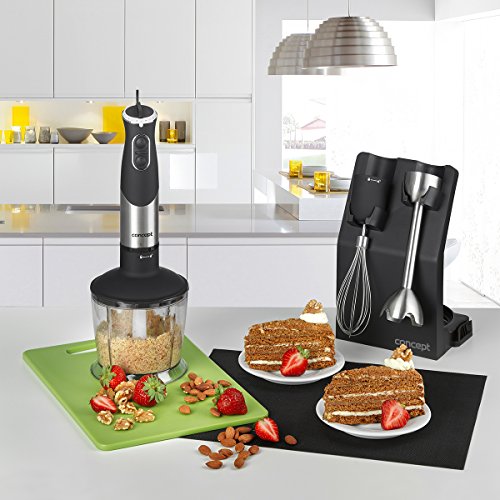 CONCEPT Hausgeräte TM4735 Stabmixer 800 W mit Zerkleinerer, Rührbesen, Mixbecher und abnehmbarem Edelstahlmixfuß, schwarz - 3