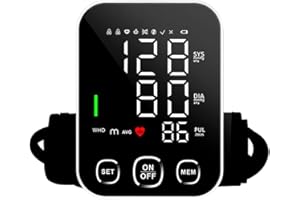 COOLEAD Tensiómetro de Brazo, Máquina de Presión Arterial con Memoria de Lectura de 2x120, Manguito de Brazo Ajustable de 8.7"-12.6", Pantalla Grande con Luz de Fondo LED (Negro)