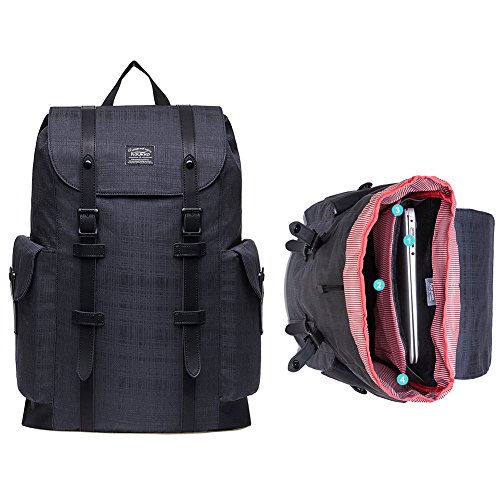 Rucksack Damen Herren Vintage KAUKKO Reiserucksack Studenten Rucksack Laptop Rucksack f  r 14  Notebook L  ssiger Daypacks Schultaschen of 2 Side Pock