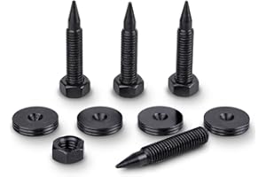 PrecisionGeek M6 Speakers Spikes and Pads for Speakers, HiFi Stands, Cabinets, Soundbars (Black Steel with slim Pads)