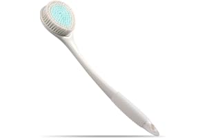 Brencco Brosse Dos Douche à Long Manche, Brosse pour le Dos Avec Brosse Corporelle Texturée Antidérapante Adaptée au Nettoyage de la Peau