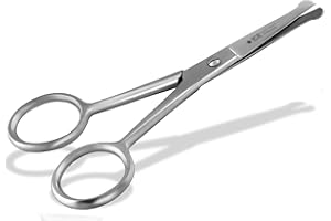 INSTRUMENTENRW Ciseaux à moustache et barbe en acier inoxydable avec une surface de coupe tranchante et une microdenture unilatérale pour l'entretien de la barbe 10,5 cm