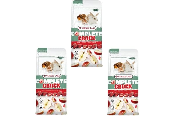 Versele-Laga Complete Crock Pomme | Pack de 3 | 3 x 50 g | Snack pour Lapins et rongeurs | Croûte croustillante et Garniture Douce à la Pomme | Facile à digérer et sans Sucre ajouté