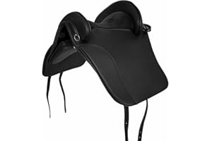 A&M Reitsport Baumloser spanischer Sattel Catalana aus Büffelleder Schwarz, NEU, Größe:34cm