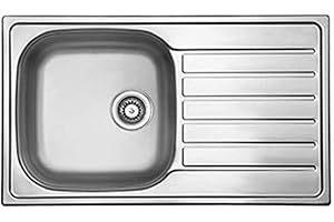 ‎RESPEKTA Respekta Dallas Edelstahl Spülbecken / 1 Becken Einbauspüle in 86 x 50 cm/Edelstahlspüle geeignet für Unterschränke ab 50 cm Breite