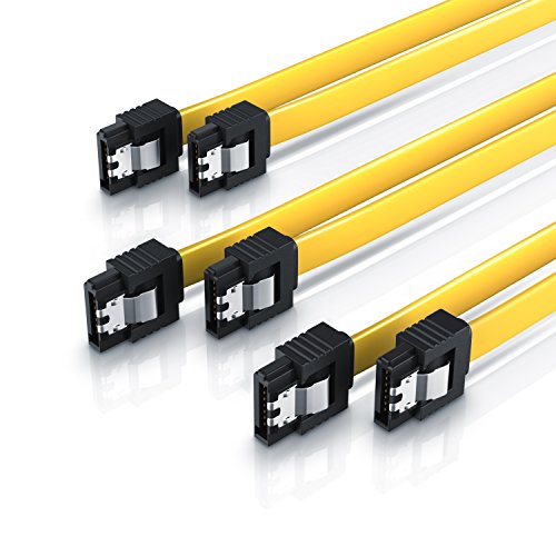 CSL - 3 x 0,5m S-ATA III Kabel | Flachkabel Premium HDD / SSD Datenkabel | 1x Stecker gerade zu 1x Stecker gerade | 1,5 GBs / 3GBs / 6GBs | schnelle, sichere und störungsfreie Datenübertragung | Verriegelungssystem für bessere Zugfestigkeit | abwärtskompatibel