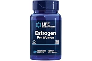 Life Extension, Estrogen for Women, avec Isoflavones de Soja, 30 Comprimés végétaliens, Testé en Laboratoire, Végétarien, Sans Gluten,Sans OGM