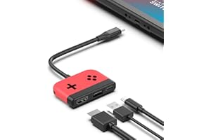 Hagibis - Base de carga para Nintendo Switch OLED, estación de carga portátil para TV con puerto HDMI y USB 3.0, base de repuesto tipo C a HDMI, adaptador de TV para MacBook Pro Air (rojo)