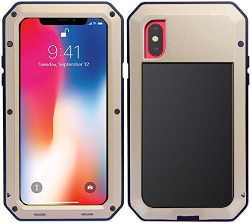 MRSMR iPhone X Case, iPhone 10 Heavy Duty 360 Protective Cover Waterproof DustProof Shockproof Full Body Bumper Case with Built-in Screen Protector for Apple iPhone X Gold