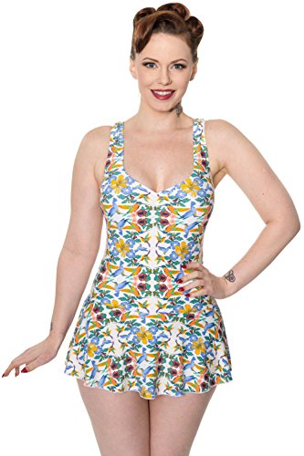 Banned Shoreline Vintage Retro Swim Dress Swimsuit Uk 16
