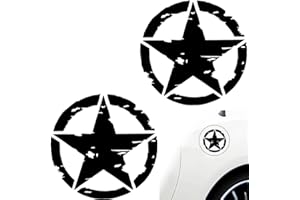 BLEEZM 2 PCS mural stickers Adesivi,adesivo stella militare,adesivi per auto, Adesivi per Decorazioni per Auto con Stella a Cinque Punte off Road Stella Militare (Nero, 15 X 15)
