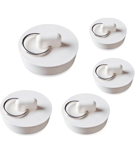 The Home Fusion Waschbeckenstöpsel 45 Mm – 2er-Set, Weiß | Mit Metallhaken Für Badewanne & Becken