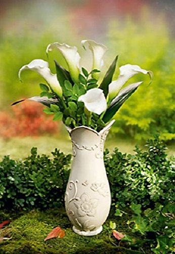 Grabvase Flora Friedhofsvase Steckvase Grabschmuck Vase Kunststein mit Engel NEU