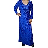 Indiatrendzs Women Winter Nighty Solid Embroidered Neckline Warm Sleepwear Nightgown 42"