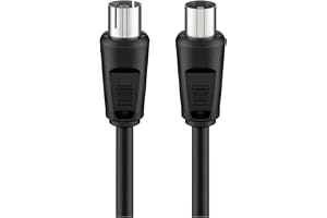 Goobay 11720 antennkabel, förnicklad koaxkontakt till koaxuttag, koaxialkabel lämplig för TV, HDTV, radio, DVB-T2, DVB-S, DVB