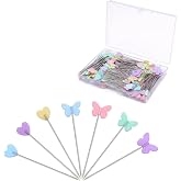 SWYZOR 200 Pcs Professional Sewing Pins, 5.5 cm, Coloured Heads in Heart Shape &ndash; Long for DIY, Quilting and Decoration &ndash; Mult