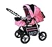 Lux4Kids Magnum 2 in 1 Pram Combi Stroller & Pushchair (rain cover, mosquito net, cup holder, changing pad, 47 colors) 18 Pink & Leopard