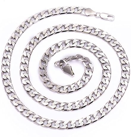 Men's Luxury Silver Plated 6mm 24" Chunky Bling Solid Curb Chain Necklace