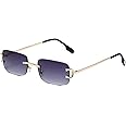 Ggpyyon Rimless Rectangle Sunglasses for Women Men,Retro Frameless Eyewear Sun Glasses