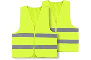 ESINO Hi Vis Vests, Yellow Hi Vis Jackets, High Vis Jackets with 2 Fluorescent Bands, Standard Size High Visibility Vest Car Driving Vest for Man And Women
