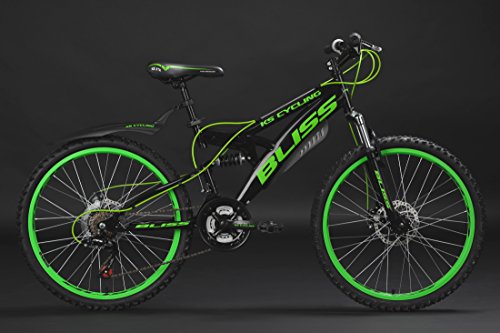 KS Cycling Kinder Jugendfahrrad Mountainbike Fully Bliss RH 38 cm Fahrrad, Schwarz-Grün, 24 - 4