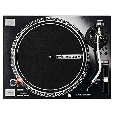 Reloop Tourne-disque Reloop RP-7000, pour DJ, avec couple élevé, entraînement direct par Quartz, réglable en hauteur MK2 Bras de lecture en S Noir Schwarzmetallic