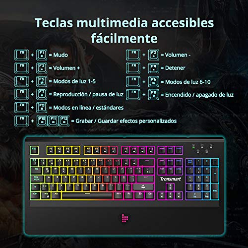 Teclado Mec  nico Gaming de Tronsmart TK09R RGB Retroiluminado 105 Keys  Switches Blue Anti-Ghosting-Versi  n programable con Disposici  n Espa  ola