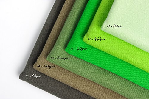 Bündchenstoff XXL als Meterware|doppelt: 75cm breit|einfach: 150cm breit|Farbe: 10 Pistazie|0,25m lang|96% Baumwolle, 4% Elasthan|über 50 Farben zur Auswahl|Jersey|1buy3 - 7