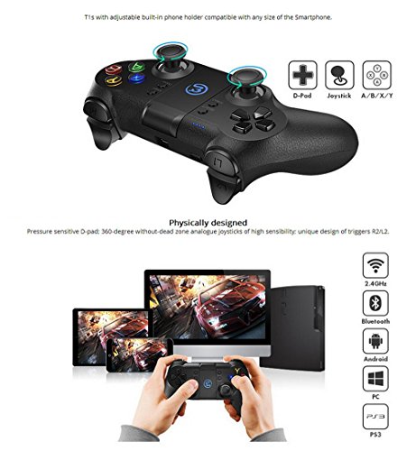 GameSir T1s Gamepad Wireless Bluetooth Controller Android Gamepad 2.4 GHz Bluetooth 4.0 per Android Smartphone / Windows PC / PS3
