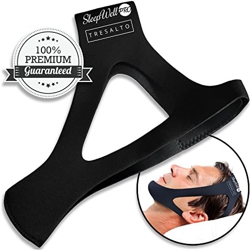 Tresalto (2018) Stop Snoring CPAP Chin Strap &amp; Anti Snoring Solution Snore Stopper Jaw Supporter Device (Black, Adjustable)