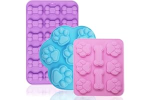 FineGood Stampi per cioccolato in silicone con osso di zampa di cane da 3 pezzi, stampo in silicone per cera fusa stampo da forno in silicone per cani