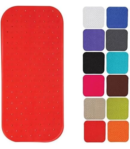 Badmat, badmat Step ca. 38x72 cm, rood, 100% TPE | incl. 2 haken | vrij van PVC, ftalaten, lood, latex | TÜV getest | Made in Germany