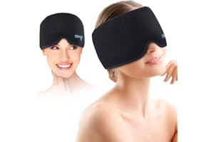 NEWGO Antifaz reutilizable para aliviar el dolor de cabeza, la migraña, la tensión, el estrés, la hinchazón de los ojos y el dolor asociado a la quimioterapia con terapia de frío o calor