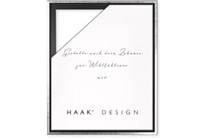 HaakDesign Schattenfugenrahmen Levi in Schwarz Silber gebürstet 80 X 80 cm für Keilrahmenbilder und Leinwände Glanz Edition