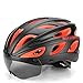Produktbild JianMeiHome Fahrradhelm Mountainbike Helm mit Schutzbrille Schutzhelm für Männer und Frauen (Color : Black, Size : 57-62cm)
