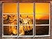 Produktbild Kamel bei Sonnenuntergang in Ägypten Fenster im 3D-Look, Wand- oder Türaufkleber Format: 92x62cm, Wandsticker, Wandtattoo, Wanddekoration