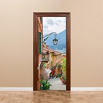 Autocollant Porte 3D Moto Noir Et Blanc - Sticker Mural Imperméable 77x200 Cm - Décoration Chambre Salon Salle De Bain Amovible Effet Réaliste