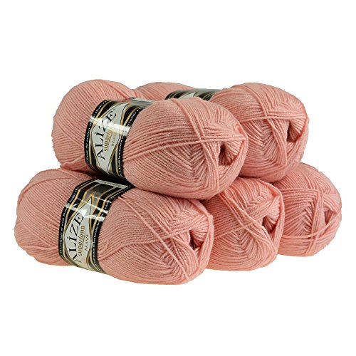 5 x 100g Strickgarn ALIZE SUPERLANA KLASIK 25% Wolle, #363 altrose