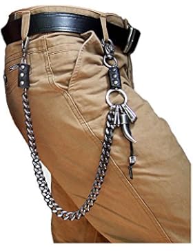Panzerkette Portemonnaie Schlüsselkette HosenKette mit Büffelhorn aus Metall ca. 63cm lang ca. 230g modisch &...