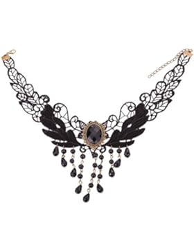 YAZILIND Schmuck würdevolle schwarze Blatt-Form- Spitze-Entwurfs- Korn-Ketten- Halsband Kette für Frauen