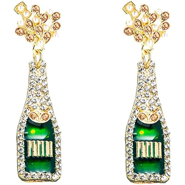 Champagne Fles Oorbellen Voor Vrouwen Strass Kristal