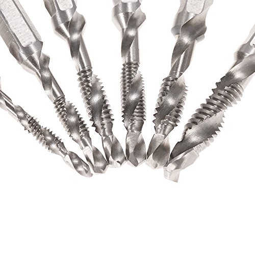 Audel Profi Gewindebohrer Bit Satz, 6 tlg 1/4″ HSS Sechskanntschaft Kombigewindebohrer Bitsatz HSS (M3 M4 M6 M8 M10) - 4