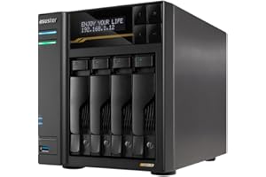 Asustor Lockerstor 4 Gen3 AS6804T Mémoire réseau 4 Baies NAS AMD Ryzen Quad-Core 2,3 GHz, 16 Go de RAM ECC DDR5, 4 emplacements M.2 NVMe, Double Port 5GbE & Dual 10GbE, USB 4.0 Type-C, Network