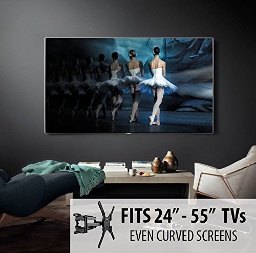 Invision® Doppelarm TV Wandhalterung mit – für 24 bis 55-Zoll-LED-LCD-Plasma-und Curved Bildschirme – Schwenkbar Neigbar Feature – Mit 1080p HDMI Kabel und Wasserwaage * Bitte bestätigen TV VESA Montagelochmessungen vor Kauf * (HDTV-DL) - 7