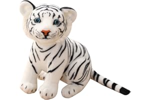 ISAKEN Simpatica Bambola di Peluche Tigre 23CM, Morbido Peluche Bambini Cuscino Decorazione della Casa Regalo di Compleanno per Ragazzi Ragazze, Bianco