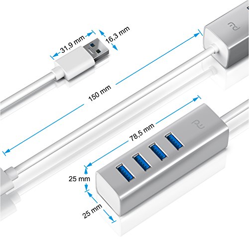CSL – USB 3.0 Hub | 4 Port Hub Verteiler | bis zu 5 Gbit/s | Plug & Play | Hot Plug | Windows, Linux und Mac | abwärtskompatibel | silber / Alucase - 3