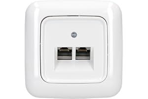 BUSCH JÄGER Komplettset / 2er Netzwerkdose - Rutenbeck 2-fach UAE Anschlussdose Cat.6A UAE + Rahmen + Abdeckung - Reflex SI alpinweiß